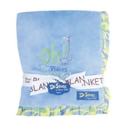 Angle View: Dr. Seuss Oh, The Places You'll Go! Blue Ruffled Velour Baby Blanket