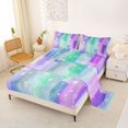 thumbnail image 2 of Manfei Watercolor Rainbow Bed Sheets, Sparkle Galaxy Star Full Size Sheets, Teal Purple, 4-Piece, 1 Flat Sheet, 1 Fitted Sheet and 2 Pillowcases, 2 of 6