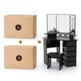 thumbnail image 3 of Richya Modern Makeup Vanity Desk with Mirror and Lights Adjustable Brightness 3 Color Modes for Bedroom Black, 3 of 10