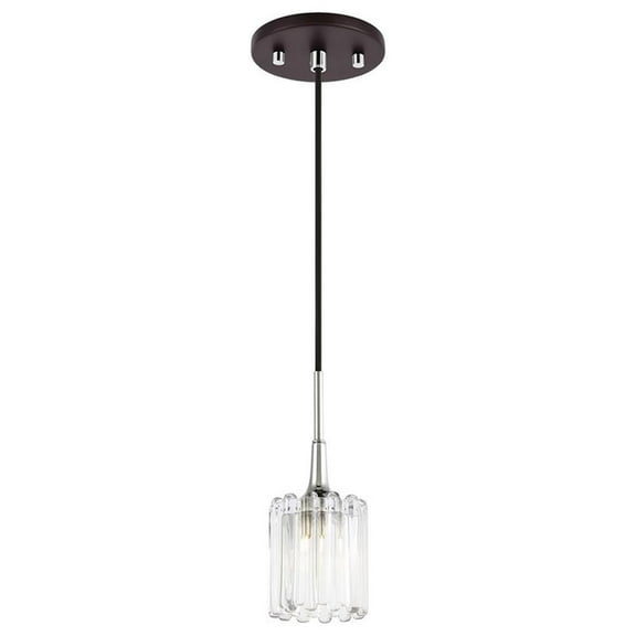 Woodbridge Lighting Regent Park 1Lt Glass Halogen Pendant in Chrome/Bronze