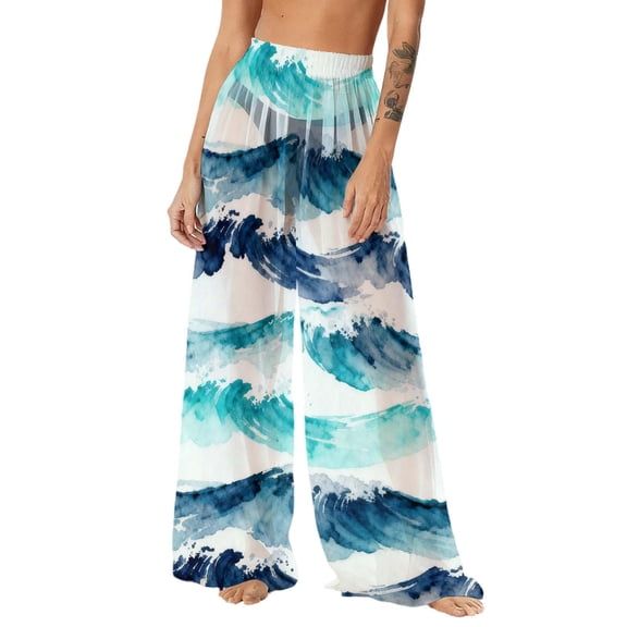 SELONE Swim Cover up for Women Sun Protection Boho Pants Summer Wide Leg Trouser Hawaiian Beach Wear