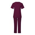 thumbnail image 4 of BiZtdJrK Scrub 2 Piece Outfits for Women Short Sleeve V Neck Scrubs Tops and Pants Sets Stretch Nursing Uniform with Pockets Birthday Gift Wine M, 4 of 8