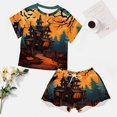 thumbnail image 4 of Halloween Scary Night Full Moon Pajama Set for Women 2 Piece Sleepwear Loungewear Short Sleeve, 4 of 7