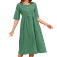 thumbnail image 2 of JMKQLZ Mode Femmes Robe Décontractée Ample Col Rond Imprimé Été Sans Manches Robe de Plage, 2 of 7