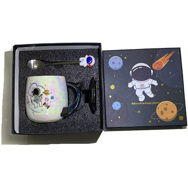 KSCD Starry Astronaut Rocket Mug avec Lèvre et Cuillère Tasse à Café Tasse  à Thé au Lait Tasse à Thé en Céramique avec Emballage Mignon Boîte (500ml)  (Vie Spatiale) 