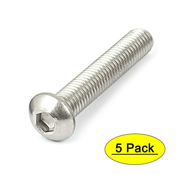 Uxcell M8 x 45mm Stainless Steel Button Head Socket Cap Screw Silver Tone 5 Pack