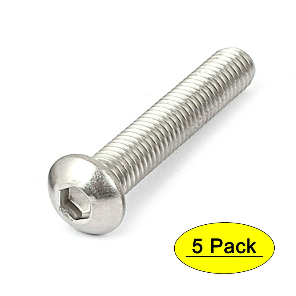 Uxcell M8 x 45mm Stainless Steel Button Head Socket Cap Screw Silver