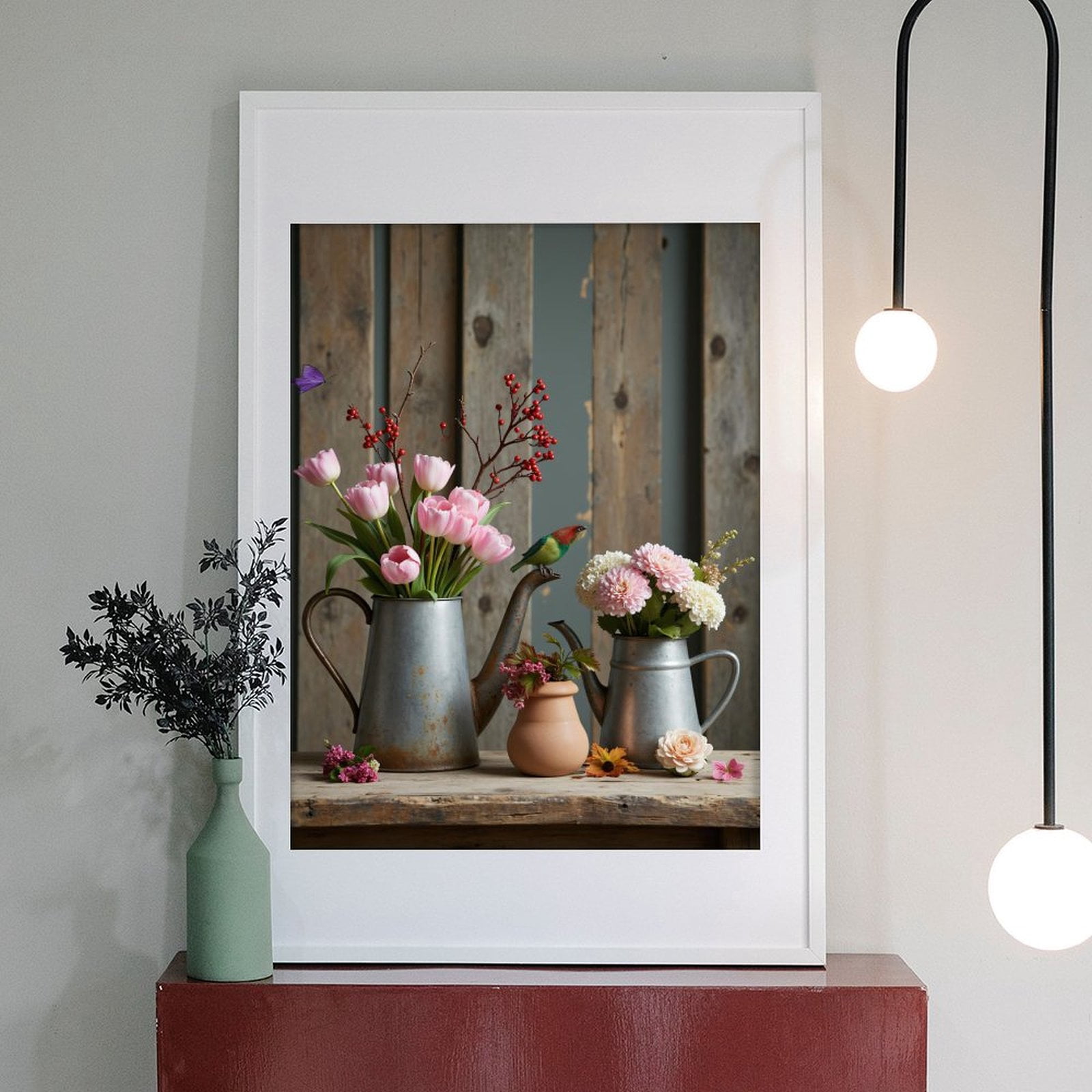Diamond Art Kits for Adults - 5d Flowers In Teapots With Bird Diamond Painting for Adults, Diamond Art for Adults Beginners, Diamond Painting Kits for Adults for Home Wall Decor