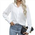 thumbnail image 2 of Blusa Elegante de Larga para Mujer, Estilo Informal, con Cuello Abotonado y Plisada Al Frente. M, 2 of 10