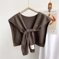 thumbnail image 2 of Xfvqtps Womens Fake Collar Knitting Detachable Solid Color Bow Shoulder Decoration Mini Cape Elegant Lightweight Breathable Soft Shawls Brown, 2 of 2