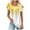 Yellow, variant on Women's Summer Tops Striped Pleated Crew Neck Petal Short Sleeve Flowy Shirts Gradient Print Casual Blouses (2XL, Yellow)