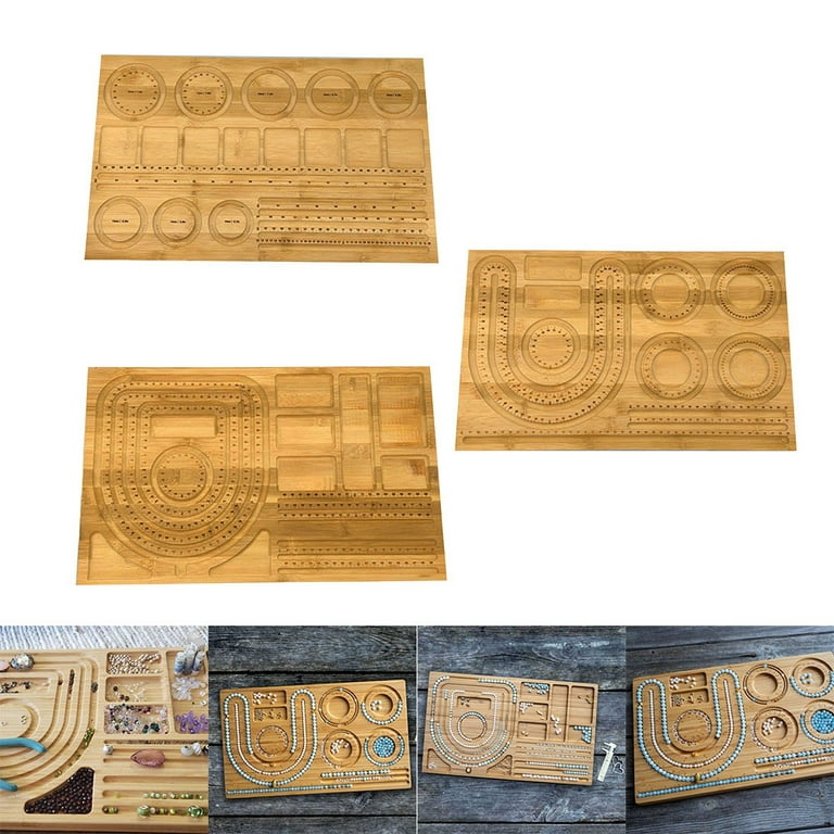 Fancemot Bead Board, Bamboo Bead Boards for Jewelry Making, Bracelet Measurement Board and Beading Board with Engraved Dimensions and Storage