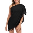 thumbnail image 3 of Zando Sarong Beach Wrap with Tassels Bathing Suit Wrap Cover Ups Skirts Swimsuit Coverup Swim Skirt Classic Black, 3 of 4