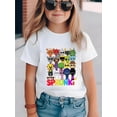 thumbnail image 1 of Girls' Sprunki Beats Team Game T-Shirt - Breathable, Moisture-Wicking Crew Neck Short Sleeve Tee with Fun Cartoon Characters, Perfect for Casual Streetwear, Summer Fashion for Boys and Teens Over 3 Y, 1 of 5