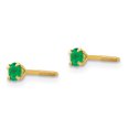 thumbnail image 2 of Boucles d'Oreilles Clous en Or Jaune 14k Pierre de Naissance Émeraude Simulée 3 mm Mai, 2 of 7
