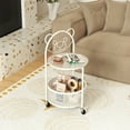 thumbnail image 2 of Gymax Table Basse Mobile en Verre à 2 Niveaux avec Panier de Rangement Motif Ours Transparent et Blanc, 2 of 10