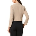 thumbnail image 3 of Women's Work Office Blazer Collarless Business Casual Suit Jacket Cropped Blazer S Khaki, 3 of 6