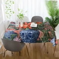 thumbnail image 3 of Yayeee Tablecloths 54" x 54" Rectangle Wrinkle Resistant Party Table Cover, Orange Vibrant Flowers, 3 of 8