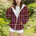 thumbnail image 2 of Ashirexll Girls Hoodies Pullover Zip Up Hoodie Girls 3-14 Years Winter Plaid Fashion Casual Velvet Fleece Lined Comfortable Long Sleeve Hooded Zipper Sweatshirt for Kids, 2 of 6