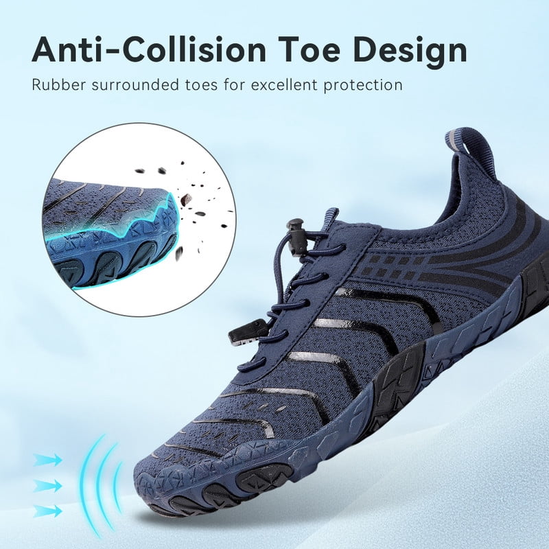 Stepedia Athletic Hiking Water Shoes for Women Men Quick Dry Wide Barefoot Aqua Shoes for Beach Walking Boating, Navy