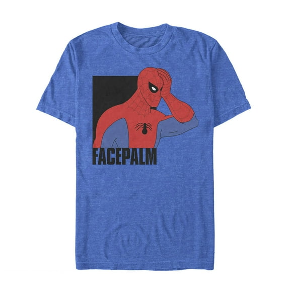 Men's Marvel Spider-Man Facepalm Graphic Tee Royal Blue Heather Medium