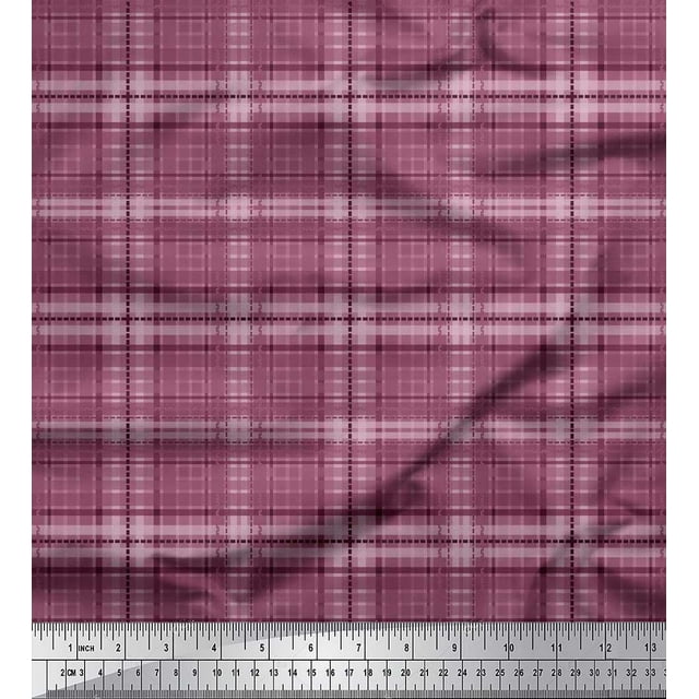 Soimoi Poly Georgette Fabric Plaid Check Print Fabric by The Yard 42 Inch Wide