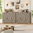 thumbnail image 4 of Homfa 42.5'' Kitchen Buffet Sideboard Cabinet, 3 Drawers Farmhouse Barn Doors Wood Coffee Bar Storage Cabinet with Adjustable Shelf, Wash Gray, 4 of 7