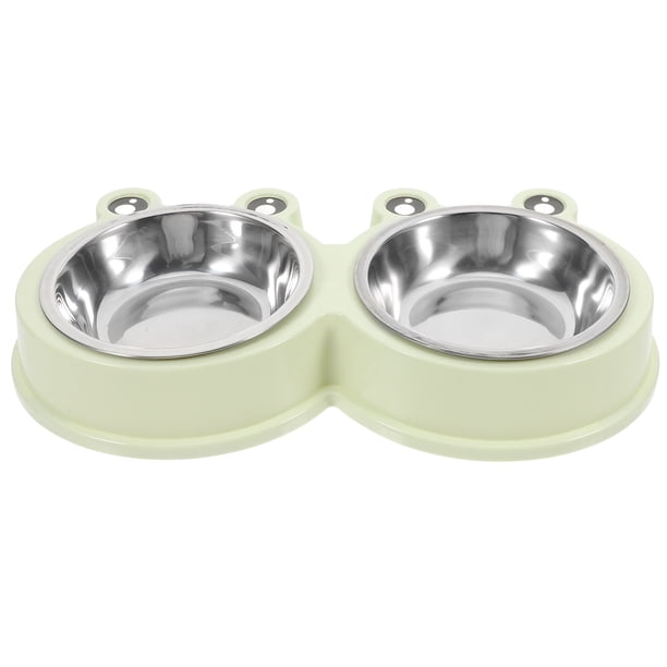 Comedero doble de acero inoxidable antideslizante para gatos y perros pequeños. Apto para lavavajillas. Apto para cachorros, perros medianos y gatos.
