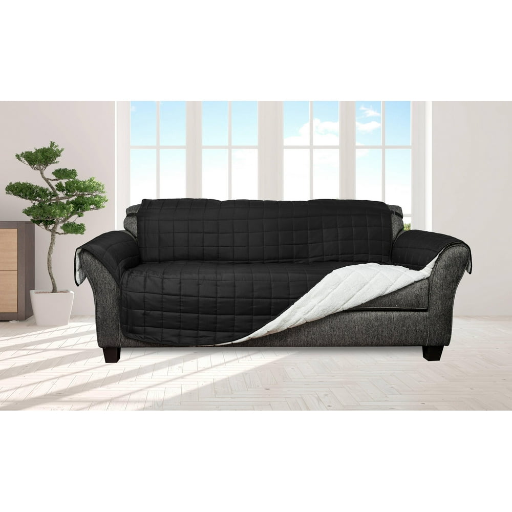 Jeremy Sherpa Reversible Waterproof Sofa Cover in Black