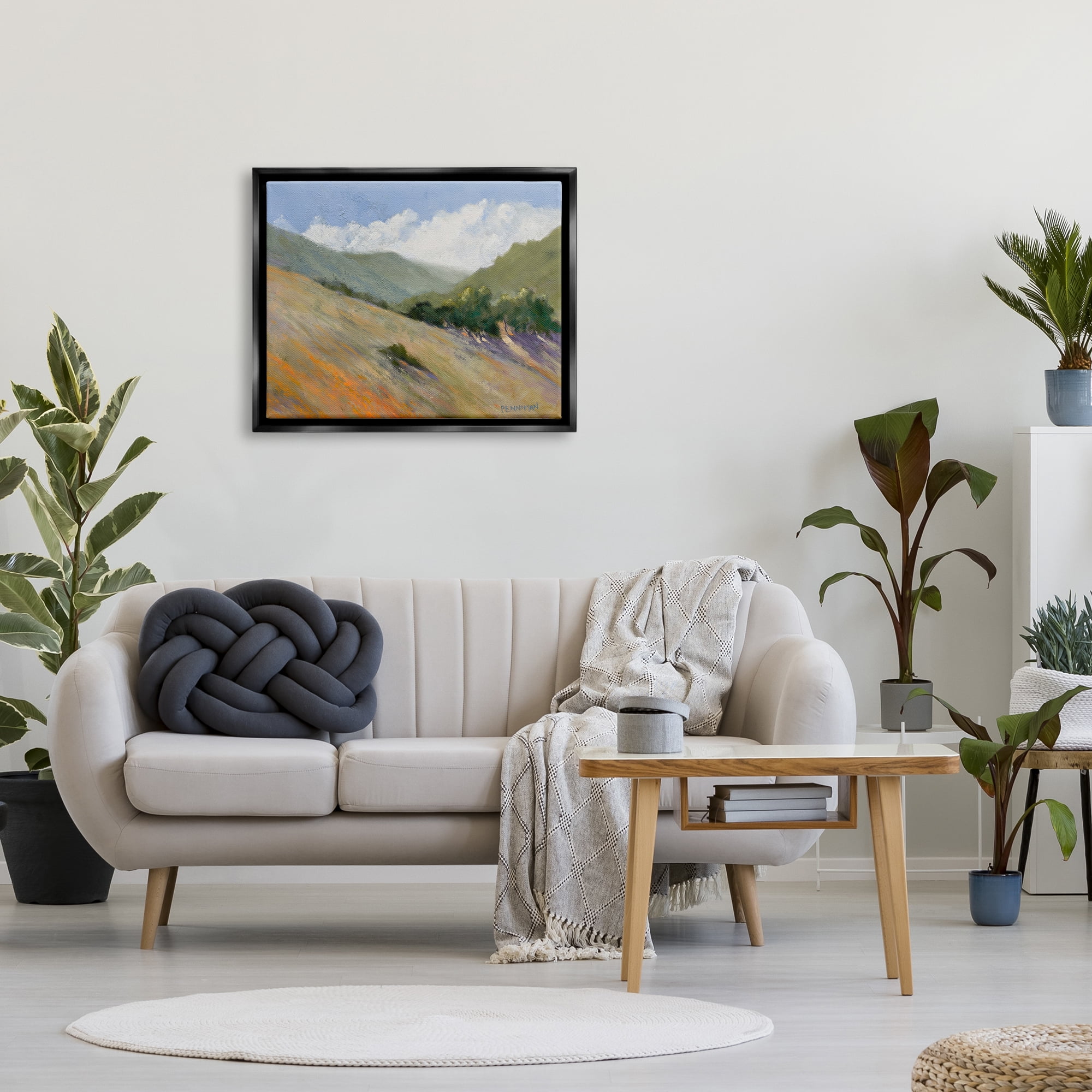 Stupell Sloped Nature Modern Landscape Landscape Painting Black Floater Framed Art Print Wall Art
