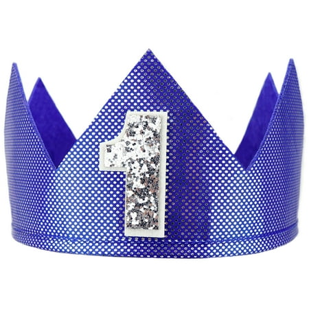 SeasonsTrading Blue Shiny Number 1 Crown - First Birthday Party, 1st Place Winner Champion, Baby Kids Adult Costume Accessory, Cute Gift