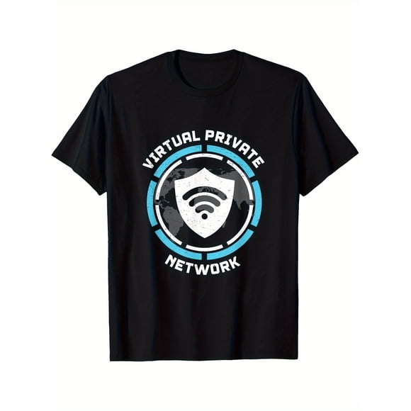 Men's 220g 100% Cotton Relaxed Fit Funny Virtual Private Network (VPN) Shield Graphic & Geometric Print Printed pattern short-sleeved shirt
