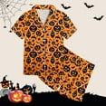thumbnail image 4 of WEAIXIMIUNG 2 Piece Sets Pajamas For Kids Children Graphic Print Short Sleeve Button Shirt Shorts Pajama Set 8-9 Years, 4 of 5