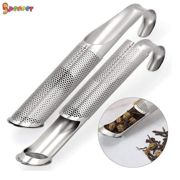 Spencer Set of 2 5.7 Inch Tea Infuser for Loose Tea Travel, Stainless Steel Tea Filter Shape Tea Diffuser Long-Handle for Tea, Rose, Coffee, Spices