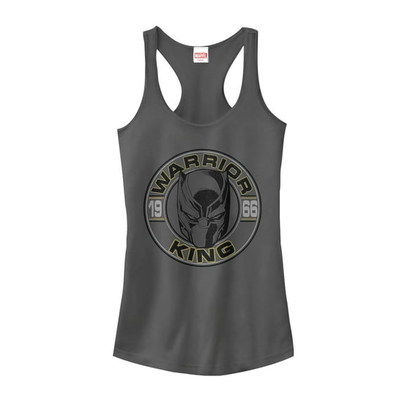 Junior's Marvel Black Panther Warrior Prince 1966  Racerback Tank Top Charcoal Medium