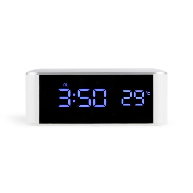 Reloj Despertador LED, TermóMetro, Reloj De Pared Digital Con Segundos Para Personas Mayores, Adultos Con SueñO Profundo, Palabras Azules