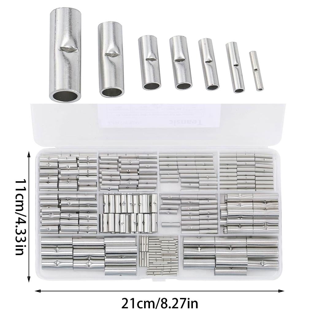300Pcs Butt Wire Connector Coppers Tinned Splices Crimp Terminals Sleeve Bare Terminals Crimping Connectors Enduring