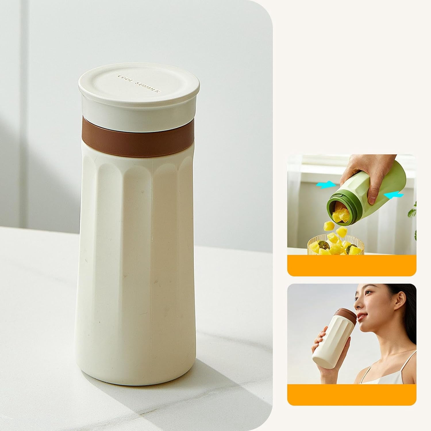 Silicone Ice Cube Tumbler 2-in-1 Portable Ice Tray Drinking Cup(White)
