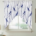 thumbnail image 2 of Navy Blue Branches Birds Swag Valances for Windows, Kitchen Window Curtains Over Sink, Abstract Forest Silhouettes Window Treatment Curtains for Living Room/Bedroom Curtains 2 Panel Sets 36"x45", 2 of 8