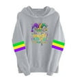 thumbnail image 2 of Uootdi Mardi Gras Womens Drawstring Hoodies for Women Carnival Crewneck Heart Print Hooded Long Sleeve Pullover Festive Color Block Loose Sweatshirts Gift, 2 of 4