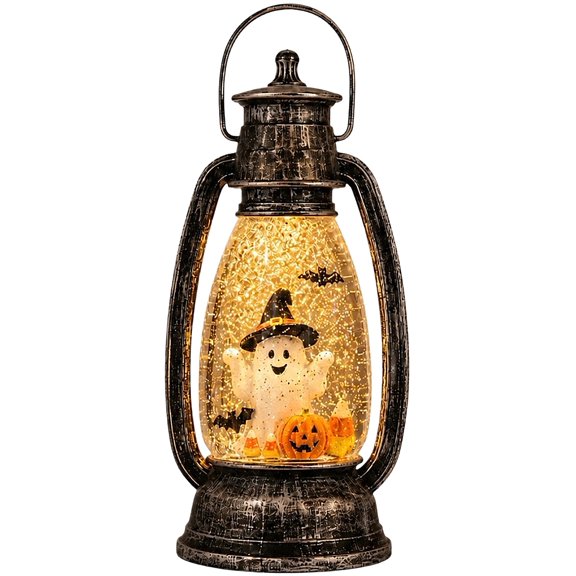 Jeniw Halloween Lantern, 7.9 x 4.7 Inch Ghost Decorative Lamp for Halloween Decor, Tabletop Centerpiece for Halloween Party Decorations, Multicolor