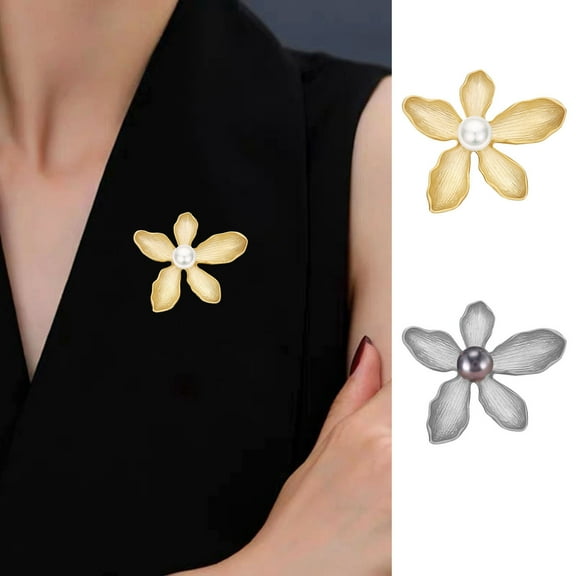 Xinyolin Five Petal Flower Brooch Fashionable Vintage Beautiful Charming Delicate Elegant Brooch Women Accessories