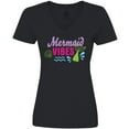 thumbnail image 3 of Inktastic Mermaid Vibes with Tail and Seashell Women's V-Neck T-Shirt, 3 of 5