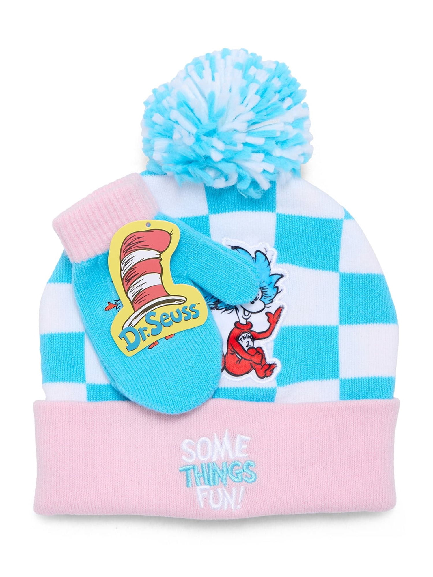 Dr. Suess Thing 1 and Thing 2 Toddler Beanie and Gloves Set, 3-Piece