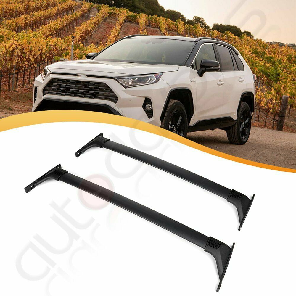 For RAV4 2019 Aluminium Baggage Cargo Cross Bars Roof Rack Rail black ...