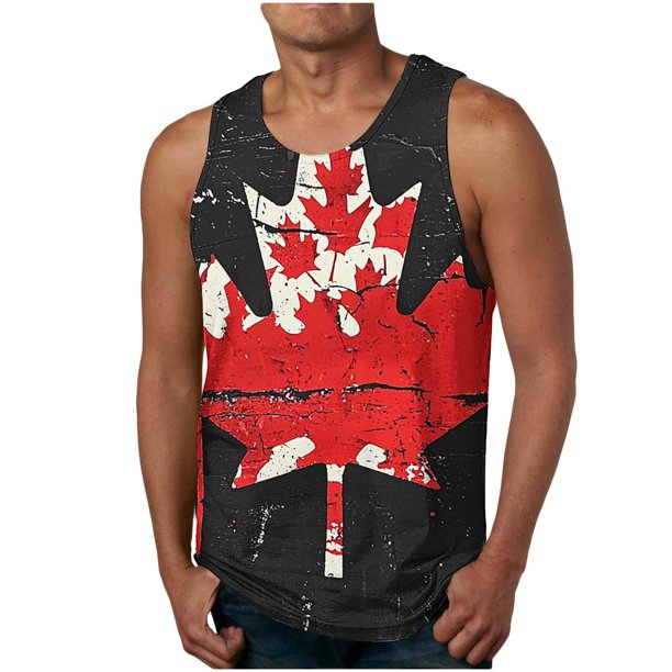 Hombres Hojas de Arce Impresión Gimnasio Hogar Usar Pijamas Color Algodón Color Sólido Cuello Redondo Camiseta