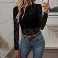thumbnail image 5 of XEDZYT Long Sleeve Shirts for Women Lace Crewneck Slim Fit Tops Goingout Fashion Clothes Size S, 5 of 5