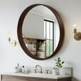 thumbnail image 4 of WallBeyond 28 inch Wood Frame Round Mirror, Decorative Circle Wall Mirror for Bathroom Vanity, Walnut, 4 of 8