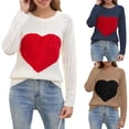 thumbnail image 1 of Yuyuzo Sweaters for Women Valentines Day Crewneck Long Sleeve Shirts Loose Casual Comfy Knit Pullover Tops, 1 of 6