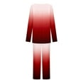 thumbnail image 6 of ibuvkizy Women's Pajama Sets,Women Fashionable and Casual Loose Printed Round Neck Button Up Long Sleeved Pants Pajama Set Red,M, 6 of 7